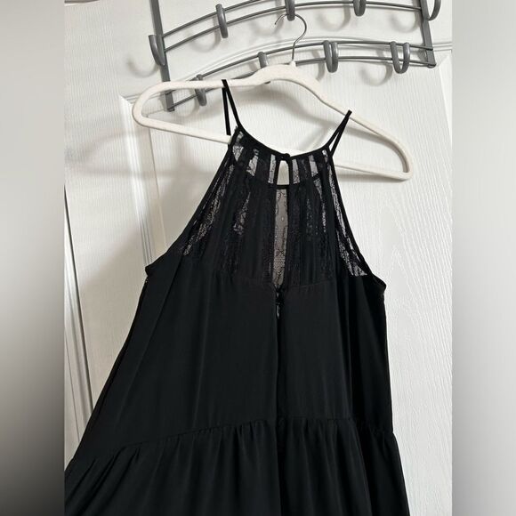 City Chic high neck lace panel maxi dress Flowy M SZ 20 gothic black industrial - Picture 3 of 13